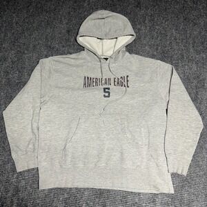 American Eagle Outfitters Mens Grey‎ Hoodie "5" Graphic Sweatshirt Size Large